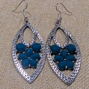 Premier Design Blue And Silver Toned Drop Pierced Earrings